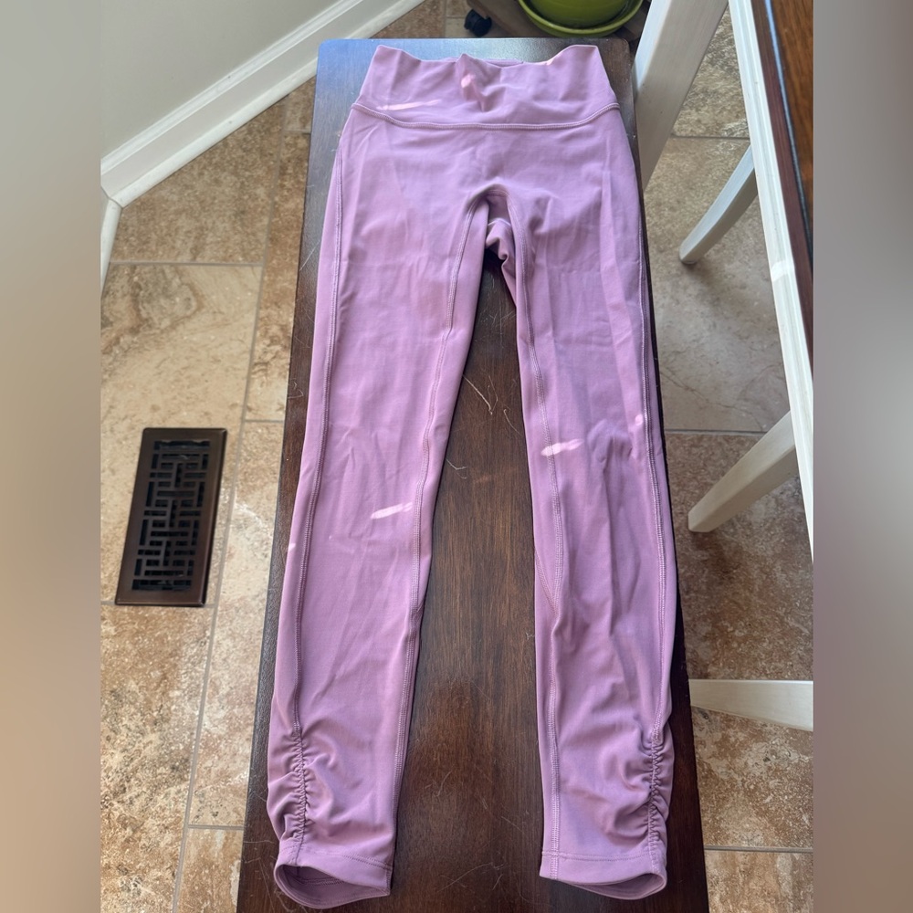 LuluLemon Leggings, Women’s Sz 2, Mauve/Lavender, elasticized on side at ankle